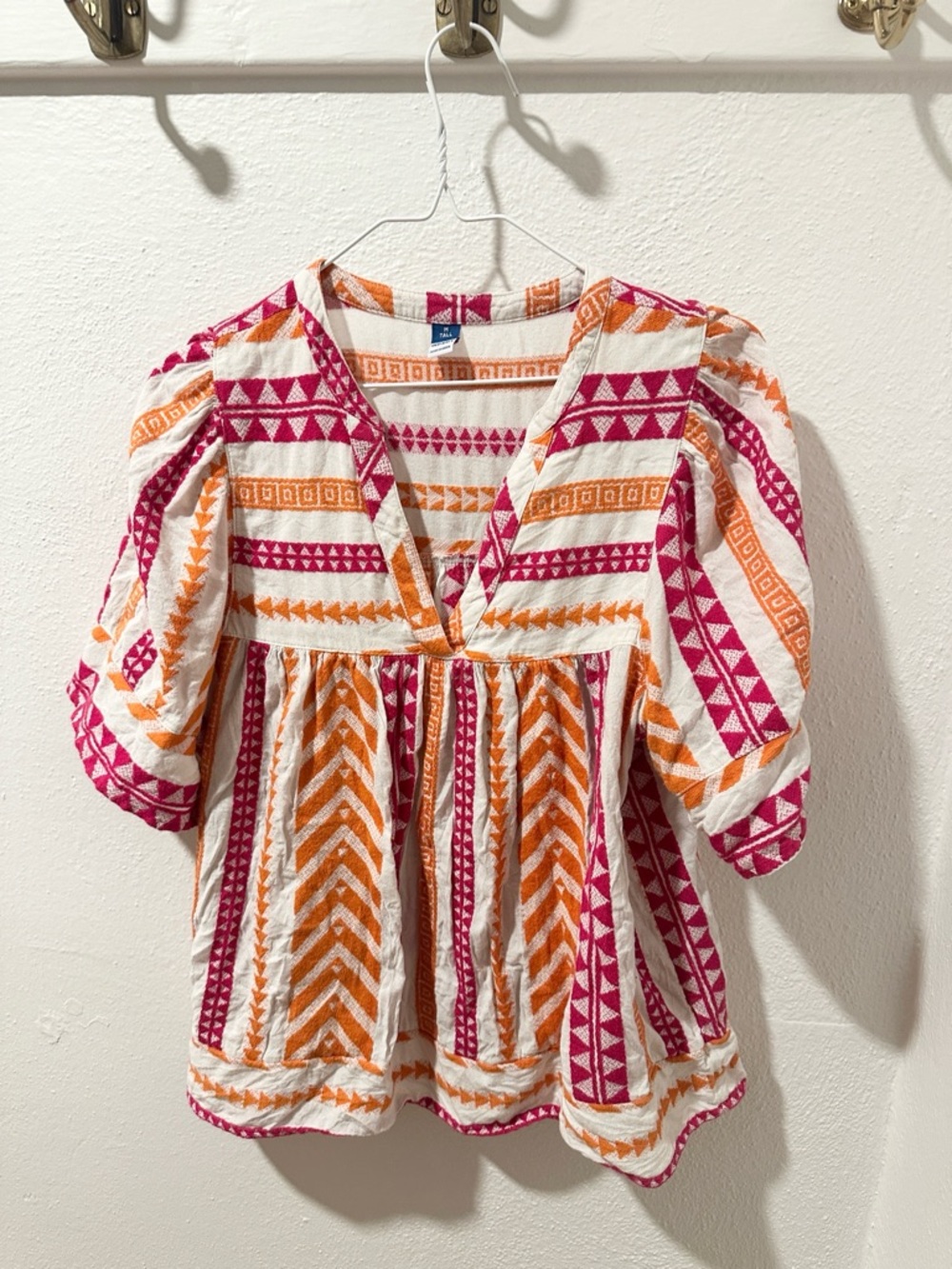Old Navy Pink & Orange Patterned V-Neck Tunic